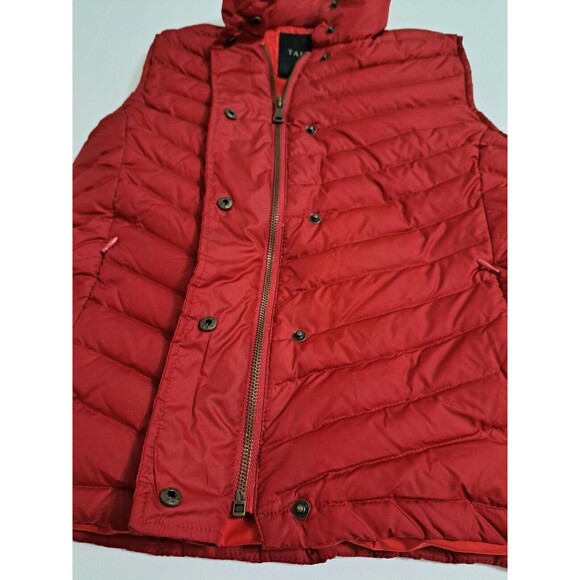 Talbots Petite Small Quilted Puffer Vest Duck Down Fill Red Zip Pockets Jacket - Picture 4 of 9